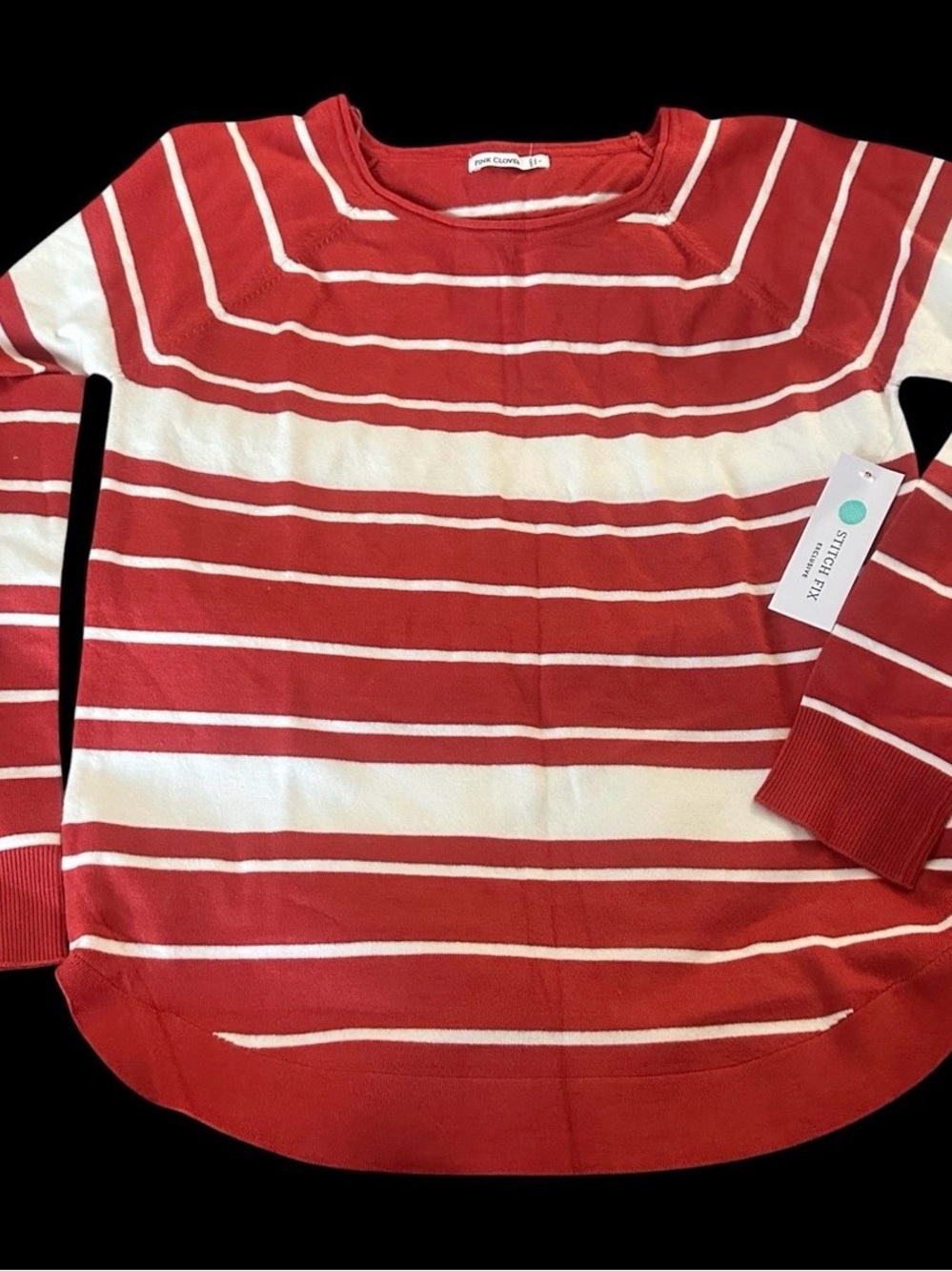 NWT Women’s Pink Clover for Stitch Fix striped sweater- Size LARGE